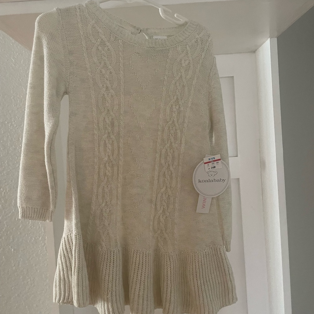 Koala Baby Cream Cable Knit Dress